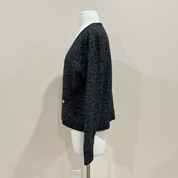 Adyson Parker Black Metallic Silver Thread Cardigan Sweater NWT Size Large - Picture 6 of 13